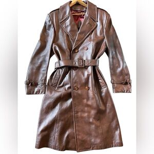 Jeno De Paris Vintage Brown Leather Trench Coat